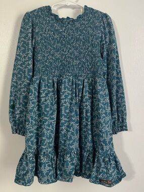 Matilda Jane Teal Floral Long-Sleeve Smocked Dress